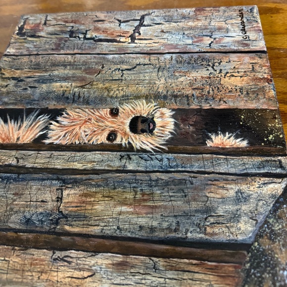 Carolyn Alexander Original Painting 12” X 12” Painted Sides Frameless Cute Dog - Picture 11 of 11